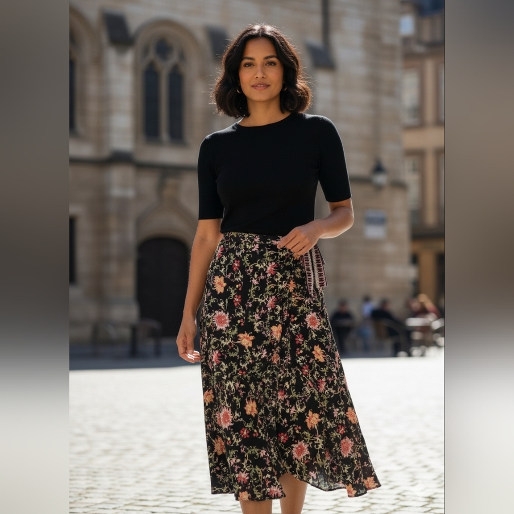 Max Studio Floral Wrap Skirt Size XL